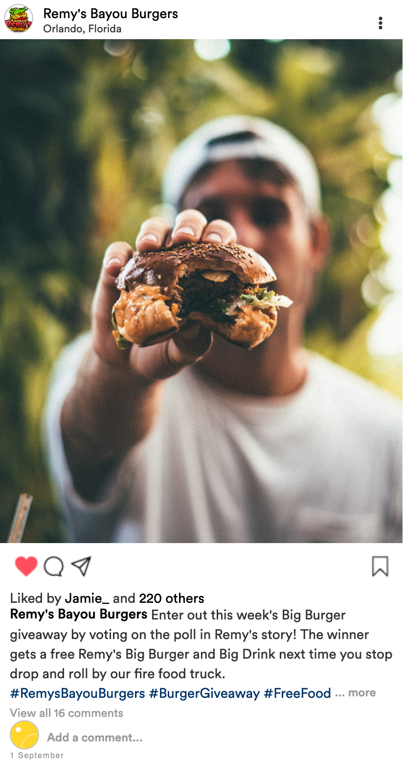 copy example Instagram template with caption 