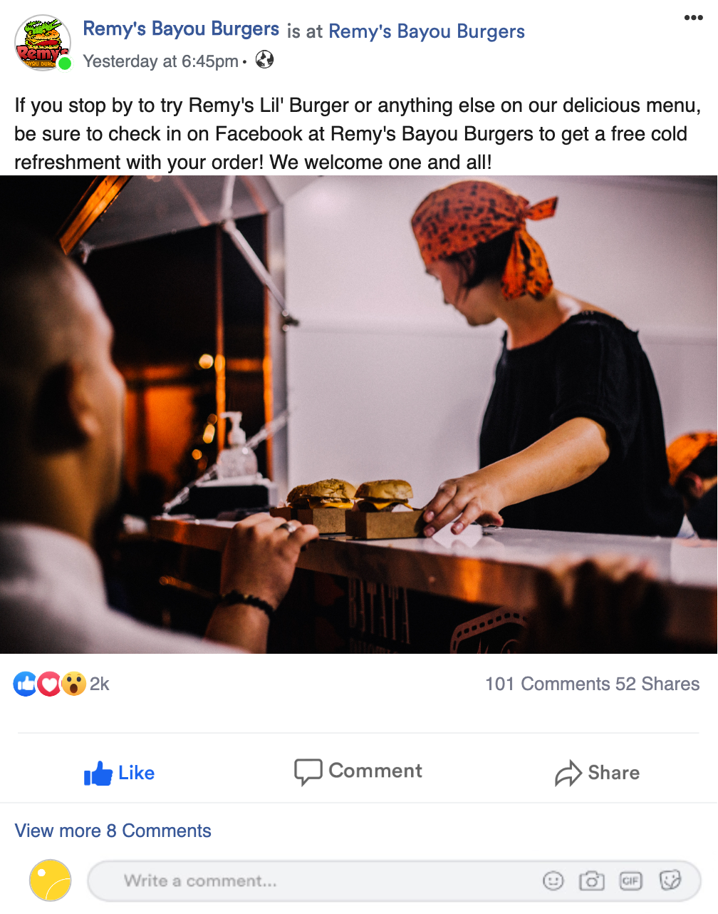 Copy example Facebook template with description