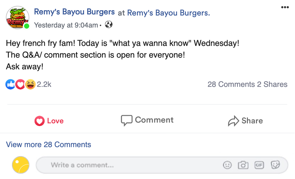 Copy example Facebook promo 