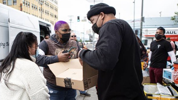 Shirley Raines feeding the homeless  